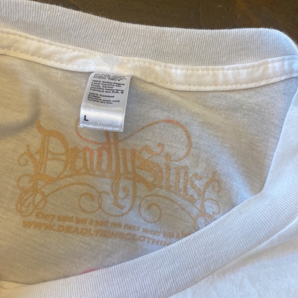 Deadly Sins neon front and back graphic tee single stitch sleeve size L - Picture 5 of 6